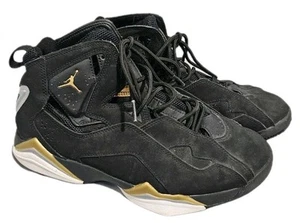Jordan True Flight Shoes Mens 8.5 Black Metallic Gold Basketball Sneakers - Picture 1 of 7