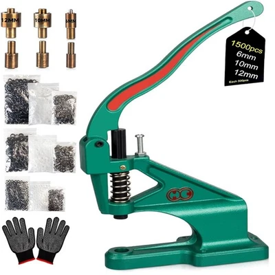 Kit de herramientas de ojal DK93 con 3 troqueles de ojales y 1500 piezas Foto 1 de 4