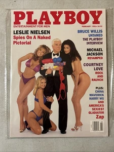 Playboy Magazine February 1996 Leslie Nielsen Bruce Willis Michael Jackson - Picture 1 of 2