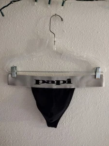 Men's Vintage Papi Thong Men's XLarge Black Thong Stretch Thong L - Picture 1 of 2