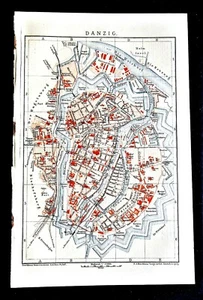 1894 GeoTopografical Map:DANZIG - DANZICA.POLONIA Scala1:17.000.Brockhaus.Etna - Bild 1 von 1