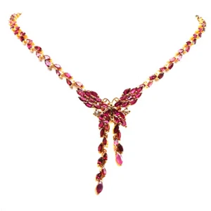 925 Sterling Silver Pink Tourmaline, Rubellite & Topaz Pendant & Necklace 20" - Picture 1 of 5