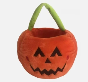 Halloween Trick or Treat Kürbis Korb Tasche Kinder Plüsch Jack O Laterne Süßigkeiten Beuteltasche - Bild 1 von 6