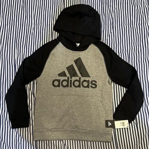 Adidas grau schwarz beheizt Hoodie Jungen Größe M neu mit Etikett - Bild 1 von 8