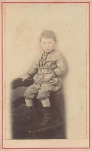 CDV Antique Photo Carte de Visite Hand Tinted Little Boy Cute Child Kid 1860s - Picture 1 of 5