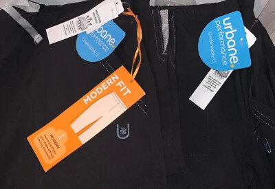 2 Pair Urbane Performance Women's Cargo Modern Scrub Pant 9312 BKFS Black Size L - Image 1 of 3