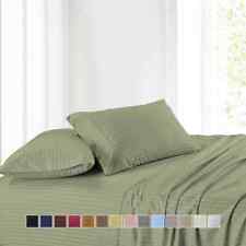 Attached Waterbed Sheet Set Luxury 100% Cotton Sateen Stripe Wrinkle Free 300 Tc