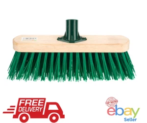 12" Green Outdoor Broom Head Hard PVC Brush for Sweeping Stiff Yard Garden - Picture 1 of 5