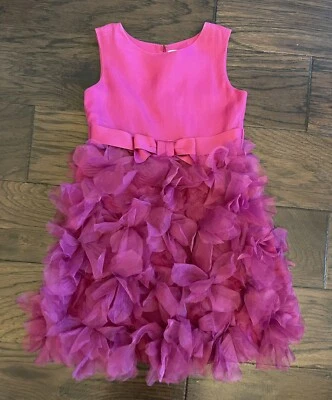 Vestido Marchesa ~Neiman Marcus Fucsia Seda Sin Mangas Volantes Talla M o 7/8 Foto 1 de 3