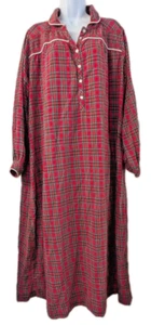 L.L. Bean Nachthemd Damen XL rot Baumwolle Flanell kariert Oma Cottagecore Vintage - Bild 1 von 9