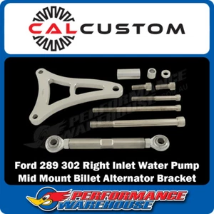 Cal Custom Ford 289 302 Right Inlet WP Mid Mount Billet Alternator Bracket - Bild 1 von 2