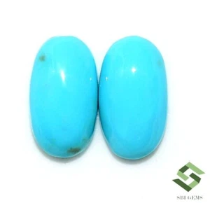 10x5.50 mm Certified Natural Turquoise Oval Cabochon Pair 2.71 CTS Loose Gems - Picture 1 of 7