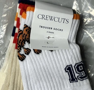 J Crew Crewcuts Kids Graphic Trouser Socks 3 Pack Tiger Stripe Size Large - Picture 1 of 3