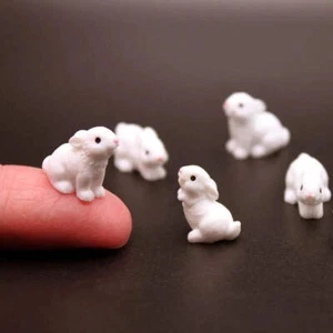 Mini estatuillas de conejo de resina 5/10 piezas, animales de granja miniatura hadas jardín Micro La - Imagen 1 de 5