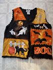 Vintage Basic Edition Halloween Beaded Sequined Sweater Vest Size Large