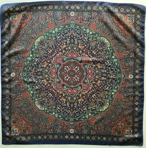 D6 A Navy Blue Paisley & Flower Design 31 Inch Square Vintage Scarf By Tie Rack - Picture 1 of 5
