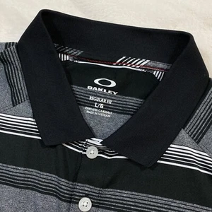 Oakley Hydrolix Golf Polo Shirt Striped Regular Fit Performance Athletic Mens L - Picture 1 of 12