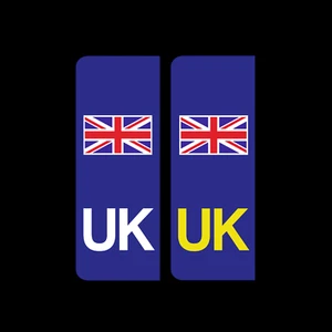 2 x UK Car Number Plate Stickers Van Lorry Caravan EU GB BREXIT UNION JACK - Picture 1 of 2