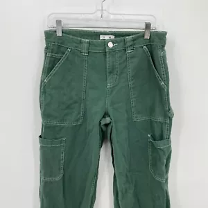 Pantalones de mezclilla para mujer Garage cargo rectos informales bolsillos verdes lisos talla 5 regulares - Imagen 1 de 10