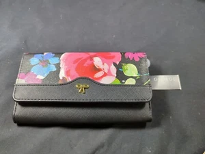 George Colorful Women's File Master Floral wallet Gold Accent Bow 7.5”x4” NWT - Picture 1 of 10