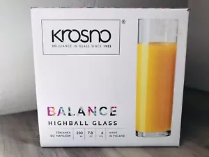KROSNO BALANCE HIGHBALL GLASS Set Of 6 7.8 Oz Glasses Open Box Never Used Poland - Picture 1 of 8