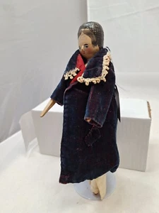 Antique 10" Dutch Wooden Peg Jointed Doll w/Velvet Coat & Drawers Germany c1890 - Picture 1 of 12