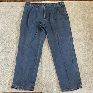 Jeans Eddie Bauer Para Hombre 42x33 Azul Plisado Denim Algodón Recto Clásico - Imagen 1 de 10