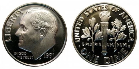 1991 S Proof Roosevelt Clad Dime Cover