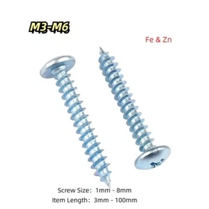 Self Tapping Pan Head Screws 3 4 5 6 Gauge Pan Head Pozi BZP Tappers Blue Zinc - Picture 1 of 51
