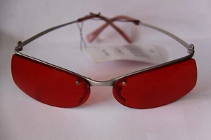COLOR EYEGLASSES SUNGLASSES LENSES RED FRAME SILVER TONE METAL TOP ONLY - Picture 1 of 2