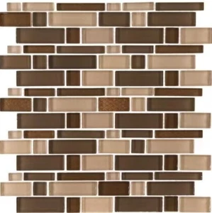 Jeffery Court Heritage Cold Pencil Brown Interlocking Glass Mosaic 8.97 sqft - Picture 1 of 2