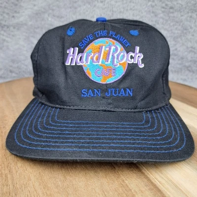 Vintage Hard Rock Cafe Hat Cap Snapback Black San Juan Puerto Rico Mens - Image 1 of 4