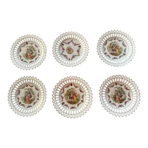 ALEMANIA BORDES DE ORO PERFORADOS PORCELANA MOTIVO VIENÉS 6 PIEZAS PLATOS COLECCIONABLES - Imagen 1 de 9