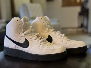 Nike Air Force 1 High Top Sneakers Mens US 13 White Black Basketball CK7794-101 - Picture 1 of 9