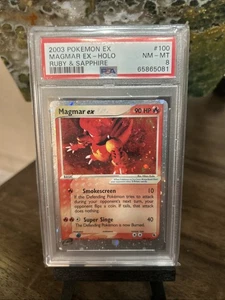 PSA 8 Magmar EX 100/109 Rubin & Saphir Holo Rare 2003 Pokemon Karte Holo Foil - Bild 1 von 4