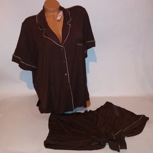 Conjunto de pijama Victoria Secret ropa de dormir superior e inferior XXL 2X marrón liso modal nuevo - Imagen 1 de 8