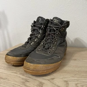 Pine Ridge Gray Suede and Nylon High Top Gum Sole Sneakers Mens Size 10 - Picture 1 of 14