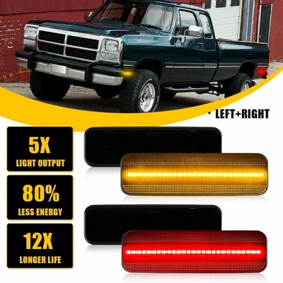 Marcador de parachoques lateral LED A delantero trasero LED para camioneta Dodge D150 D250 D350 1981-1993 Foto 1 de 4