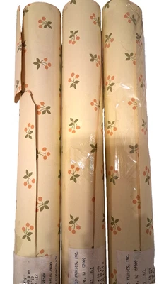 Papel tapiz amarillo antiguo Deerfield Telas con flores naranjas 27 pulgadas x 10 yardas 3 rollos Foto 1 de 3