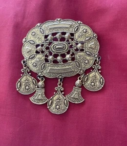 Vintage Goldette Etruscan Style Purple Crystal Tassel Brooch - Picture 1 of 1