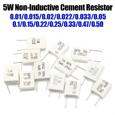 Resistencia de cemento cerámico no inductiva BPR56 5W 0,01/0,022/0,22/0,33/0,5 ohmios