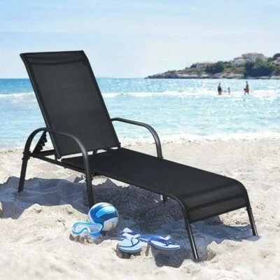 Silla de salón chaise patio piscina exterior ajustable playa sol baño lateral reclinable Foto 1 de 4