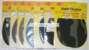 2 x JEANS DENIM REPAIR PATCHES IRON OR SEW ON ( CHOICE OF 7 COLOURS ) - Picture 1 of 8