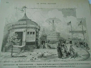 Gravure 1876 - Expo Philadelphie Pavillon de M. Lutton et de la Photochromie - Picture 1 of 1