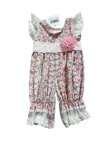 Haute Baby Pinkalicious Bubble Romper 12M NWT | Lace & Floral | Snap Closure - Picture 1 of 15