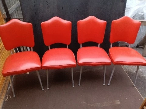 Vintage Rare Shelby Williams Orange Gazelle Cafe Dining Chairs MCM Set Of 4 Cover