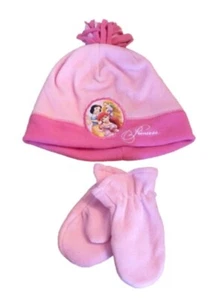 Disney Toddler Girls Pink Fleece Princess Hat & Mittens Beanie Set Snow White - Picture 1 of 1