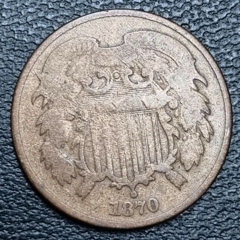 1870 Two Cent Piece 2c Circulated #39611 Cover