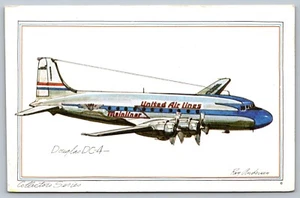 United Airlines Mainliner Douglas DC 4 1973 Roy Andersen Aviation Postcard H7 - Picture 1 of 3