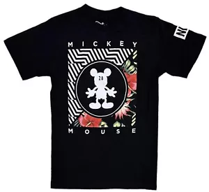 Neff X Disney Men's Mickey Mouse Tropical Floral Graphic Tee T-Shirt in Black - Picture 1 of 2
